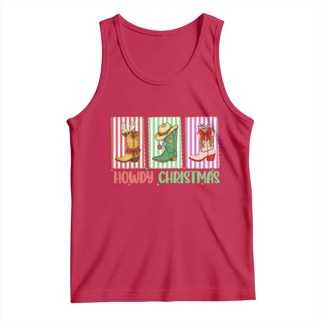 Howdy Christmas Cowboy Boots Western Pride Tank Top - Wonder Print Shop
