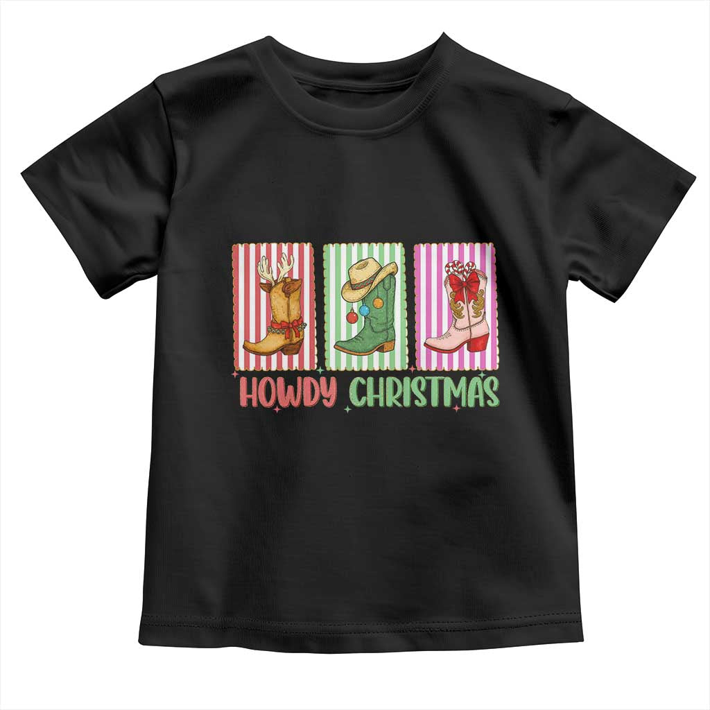 Howdy Christmas Cowboy Boots Western Pride Toddler T Shirt - Wonder Print Shop