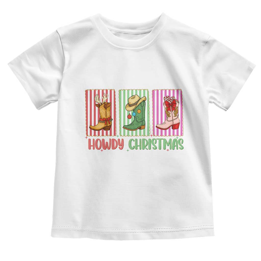 Howdy Christmas Cowboy Boots Western Pride Toddler T Shirt - Wonder Print Shop
