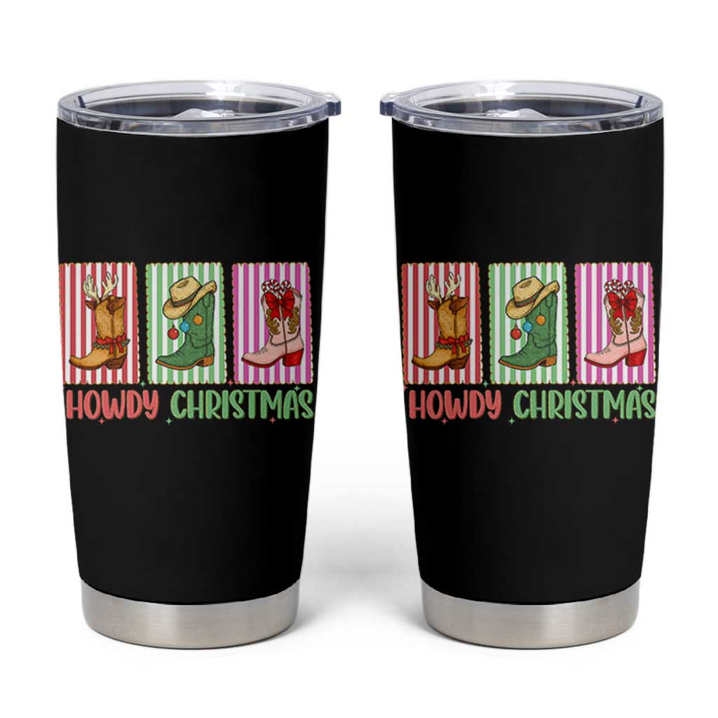 Howdy Christmas Cowboy Boots Western Pride Tumbler Cup - Wonder Print Shop