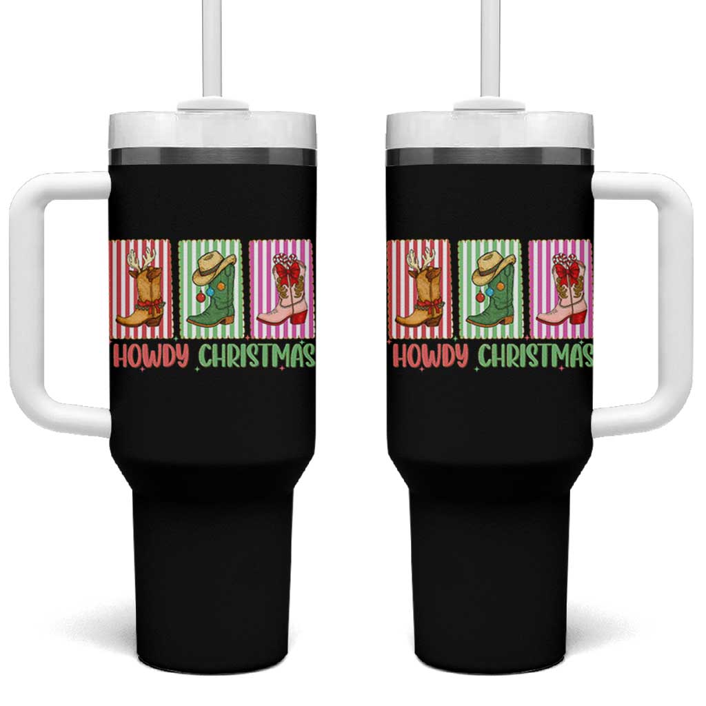 Howdy Christmas Cowboy Boots Western Pride Tumbler With Handle - Wonder Print Shop