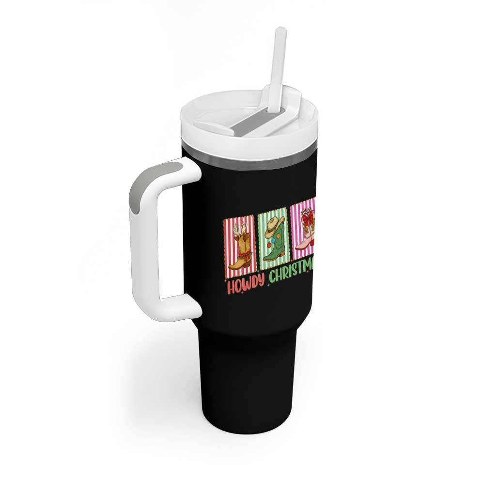 Howdy Christmas Cowboy Boots Western Pride Tumbler With Handle - Wonder Print Shop