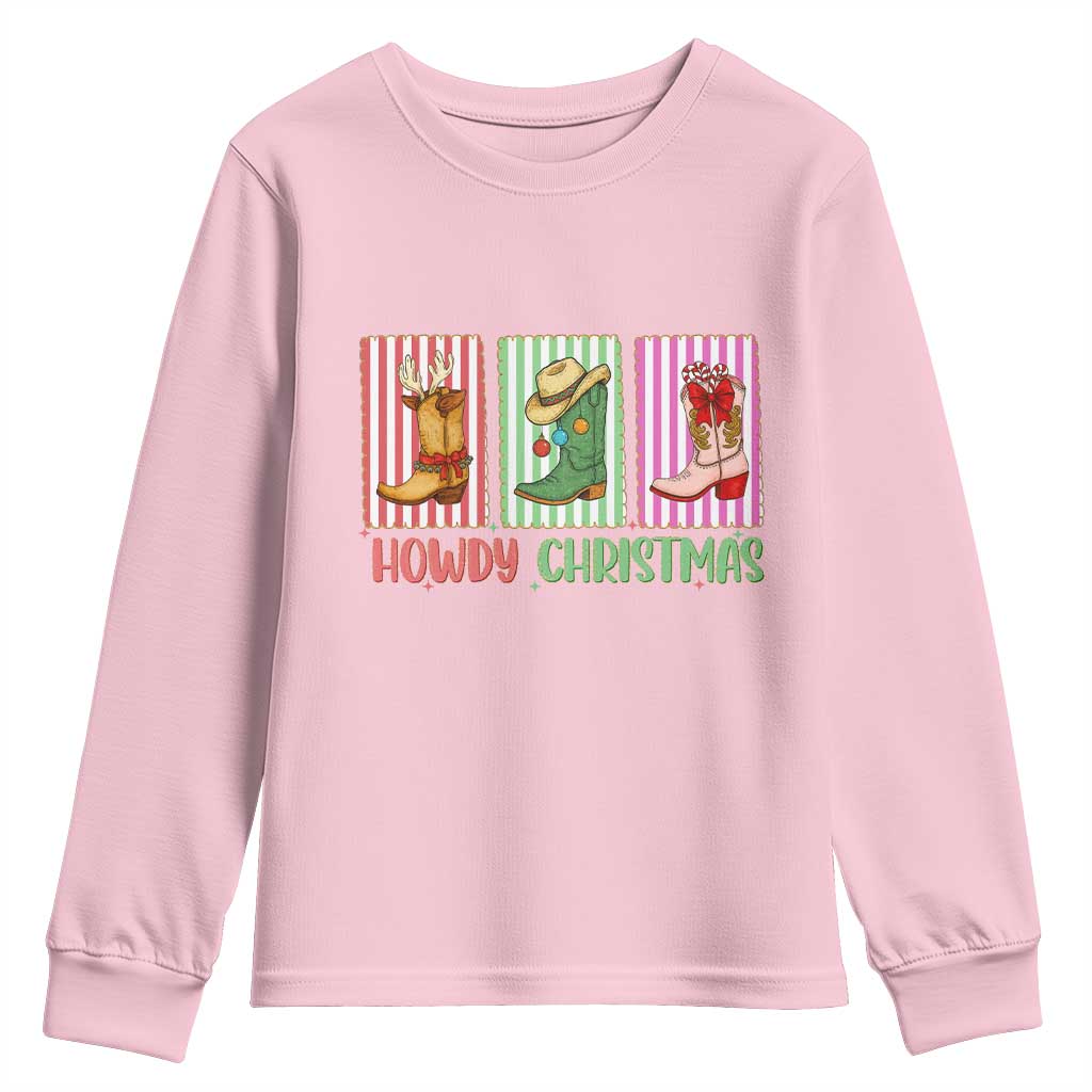 Howdy Christmas Cowboy Boots Western Pride Youth Sweatshirt - Wonder Print Shop