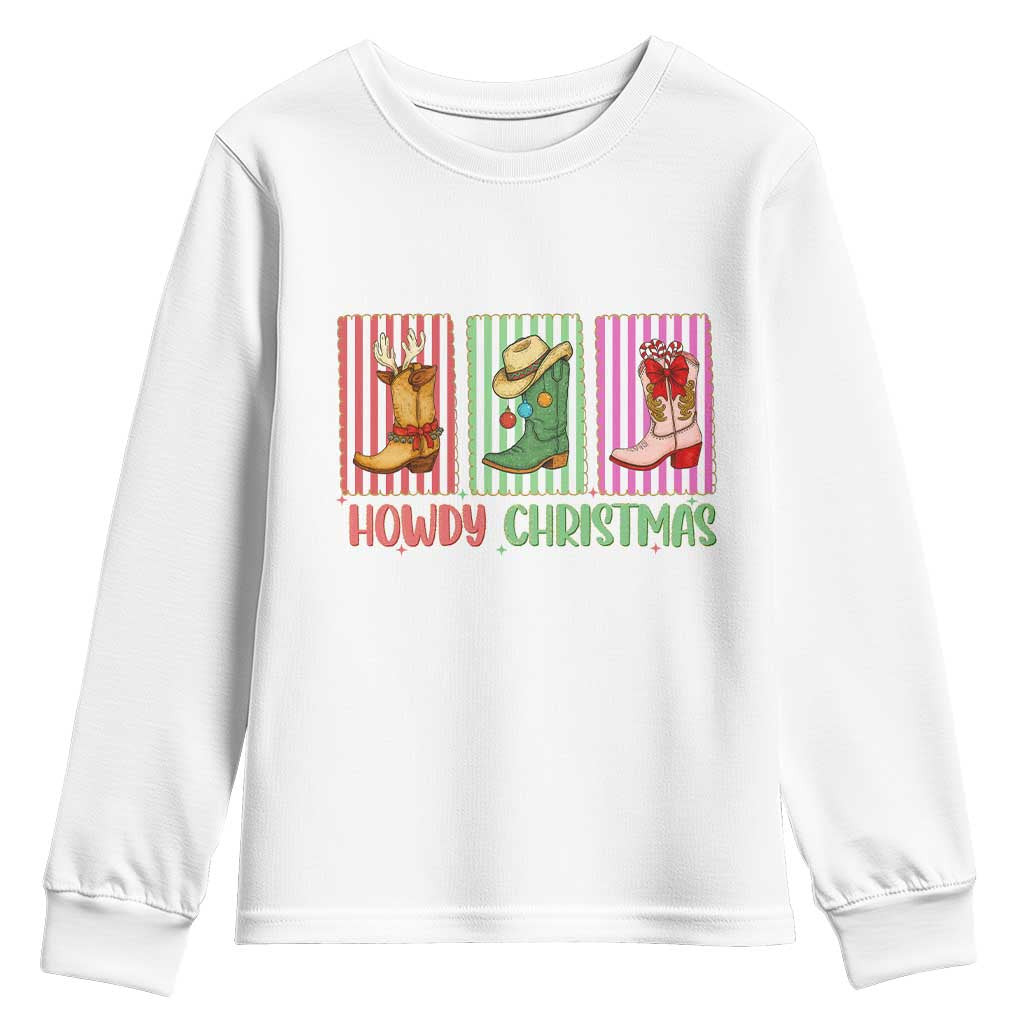 Howdy Christmas Cowboy Boots Western Pride Youth Sweatshirt - Wonder Print Shop