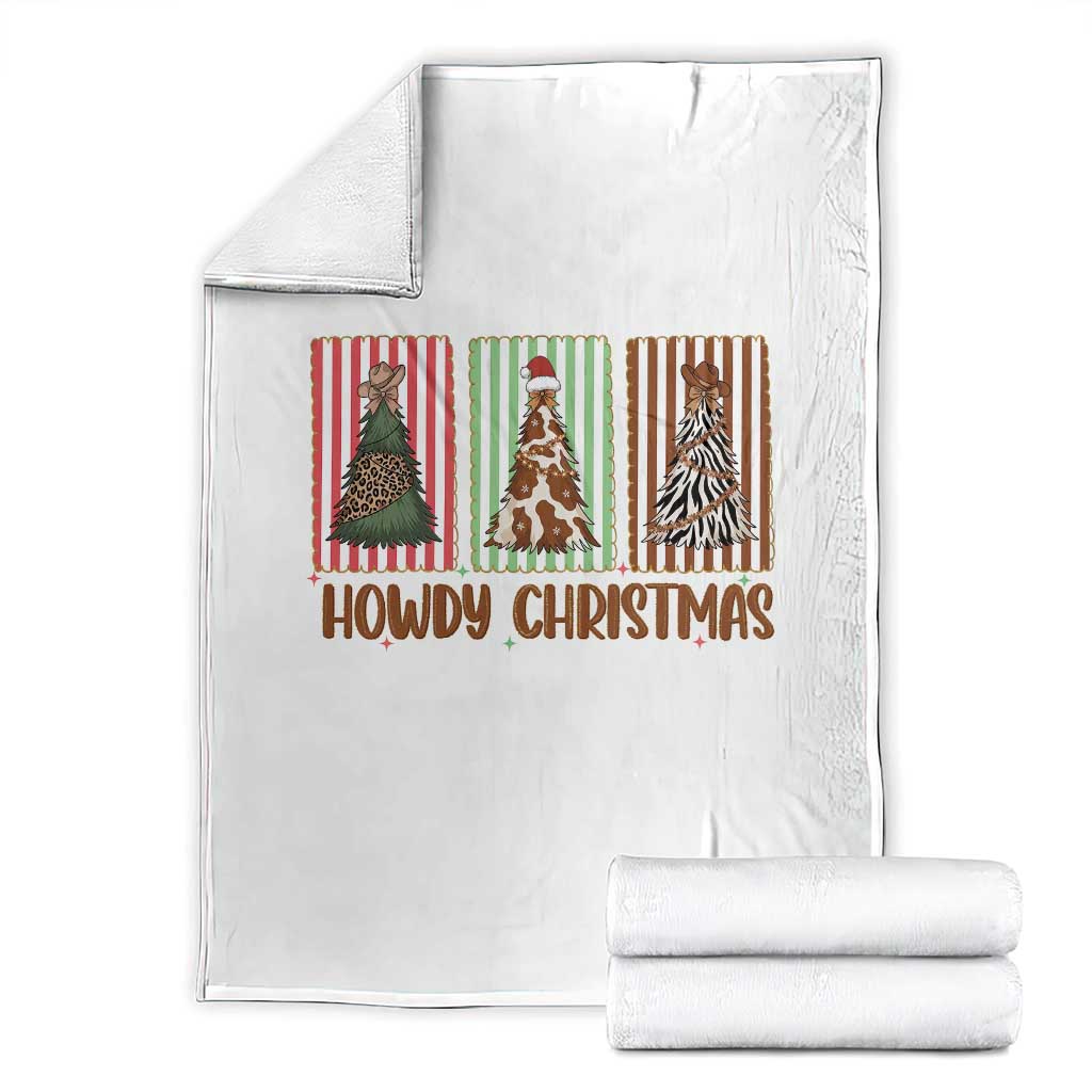 Howdy Christmas Throw Blanket Funny Western Xmas Tree Rodeo Fan Gift - Wonder Print Shop