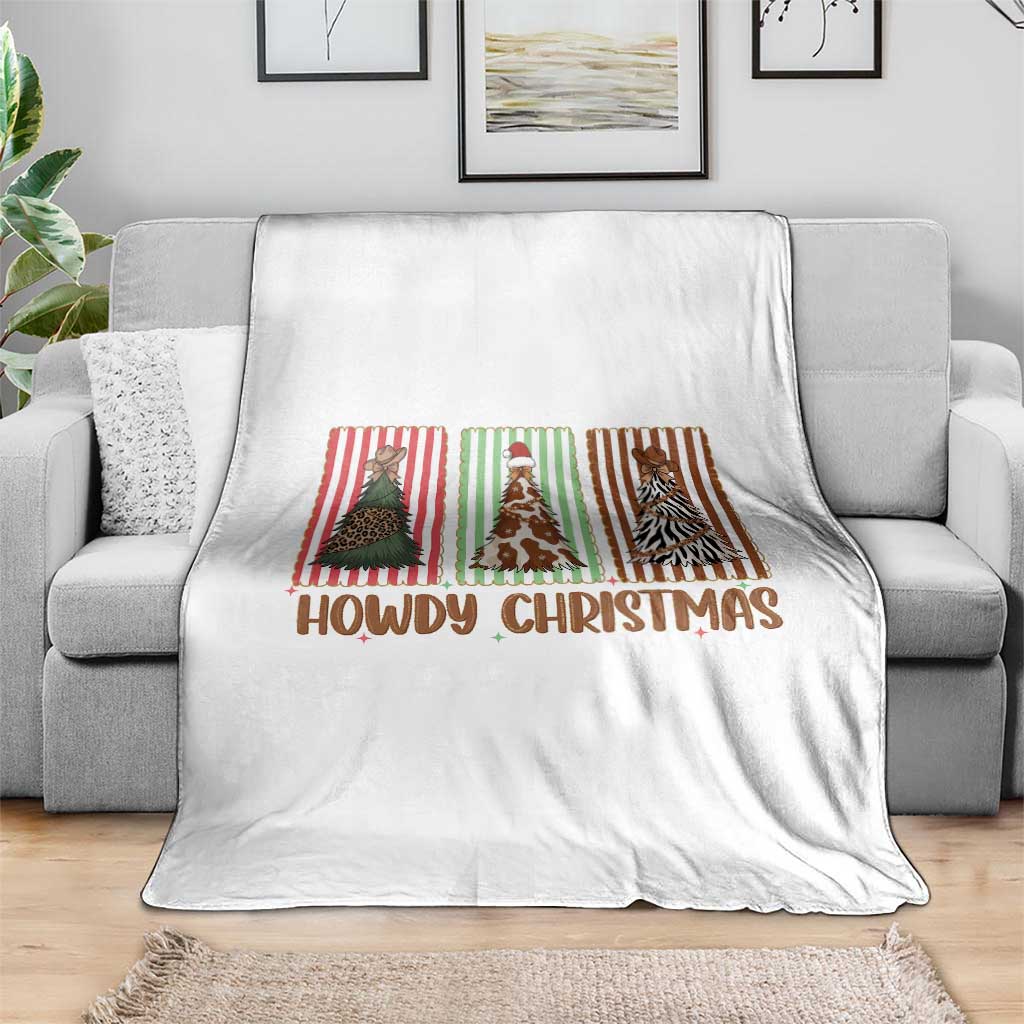 Howdy Christmas Throw Blanket Funny Western Xmas Tree Rodeo Fan Gift - Wonder Print Shop