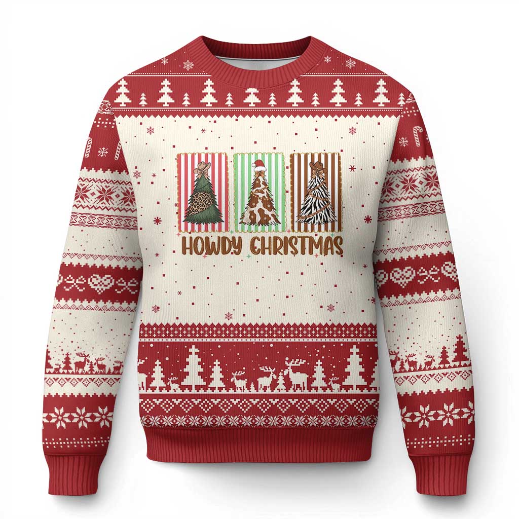 Howdy Xmas Ugly Christmas Sweater Funny Western Xmas Tree Rodeo Fan Gift - Wonder Print Shop
