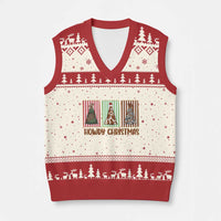 Howdy Xmas V-Neck Knit Sweater Vest Funny Western Xmas Tree Rodeo Fan Gift - Wonder Print Shop