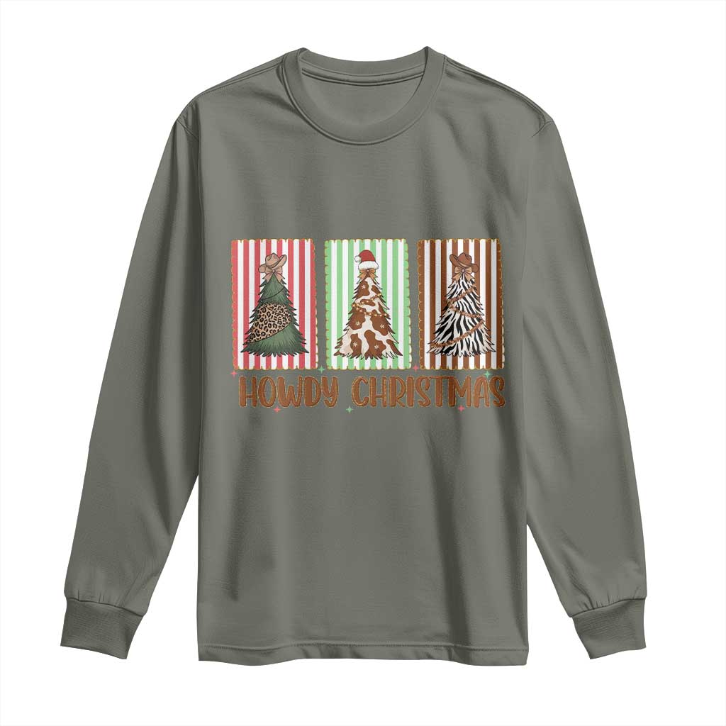 Howdy Christmas Long Sleeve Shirt Funny Western Xmas Tree Rodeo Fan Gift - Wonder Print Shop