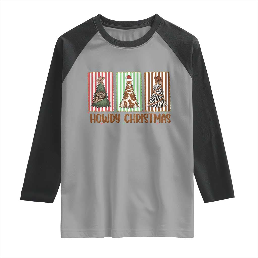 Howdy Christmas Raglan Shirt Funny Western Xmas Tree Rodeo Fan Gift - Wonder Print Shop