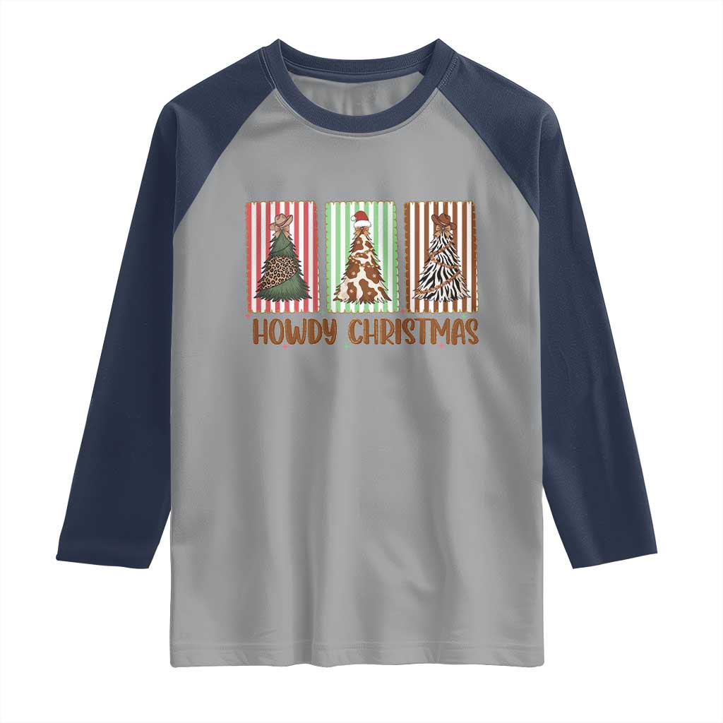 Howdy Christmas Raglan Shirt Funny Western Xmas Tree Rodeo Fan Gift - Wonder Print Shop