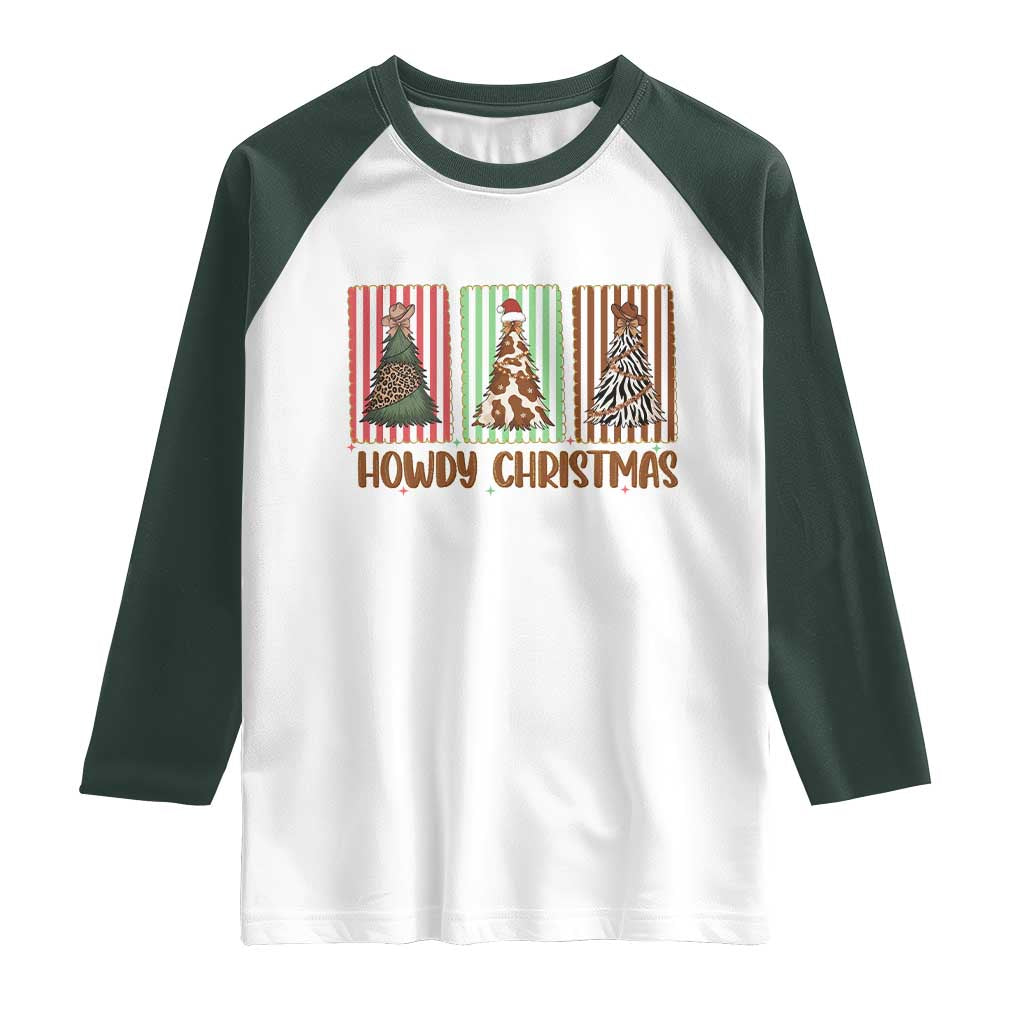 Howdy Christmas Raglan Shirt Funny Western Xmas Tree Rodeo Fan Gift - Wonder Print Shop