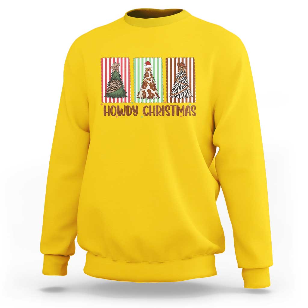 Howdy Christmas Sweatshirt Funny Western Xmas Tree Rodeo Fan Gift - Wonder Print Shop