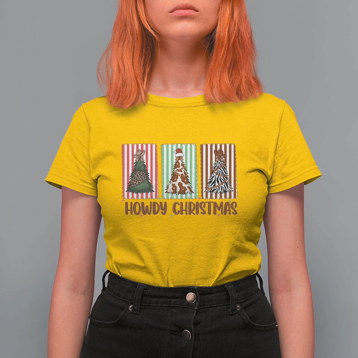Howdy Christmas T Shirt For Women Funny Western Xmas Tree Rodeo Fan Gift - Wonder Print Shop