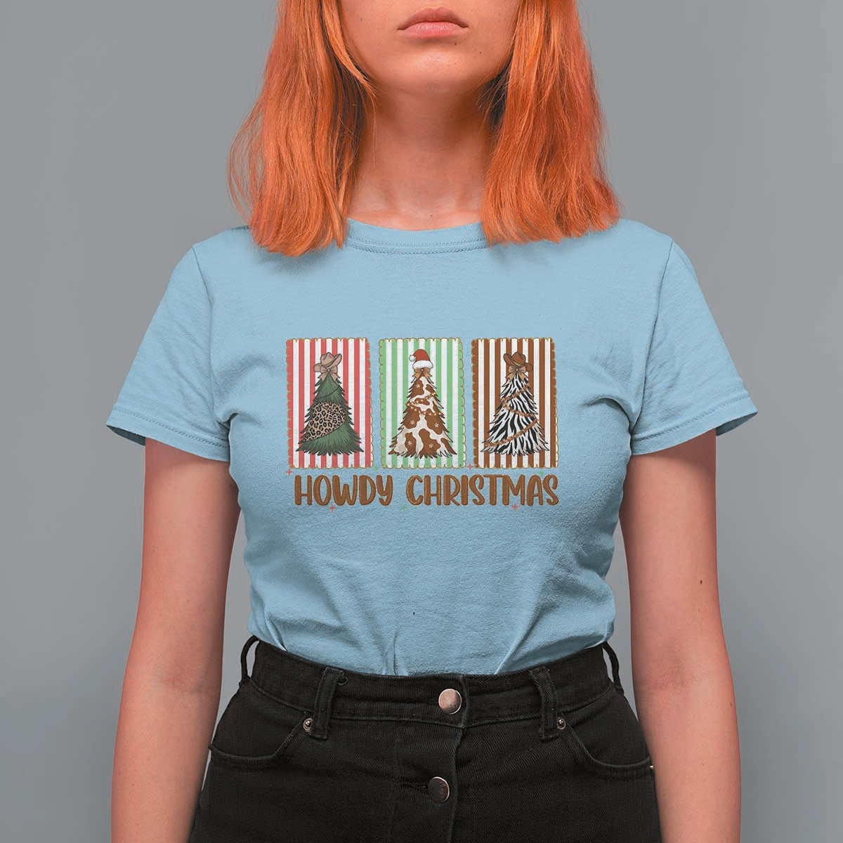 Howdy Christmas T Shirt For Women Funny Western Xmas Tree Rodeo Fan Gift - Wonder Print Shop