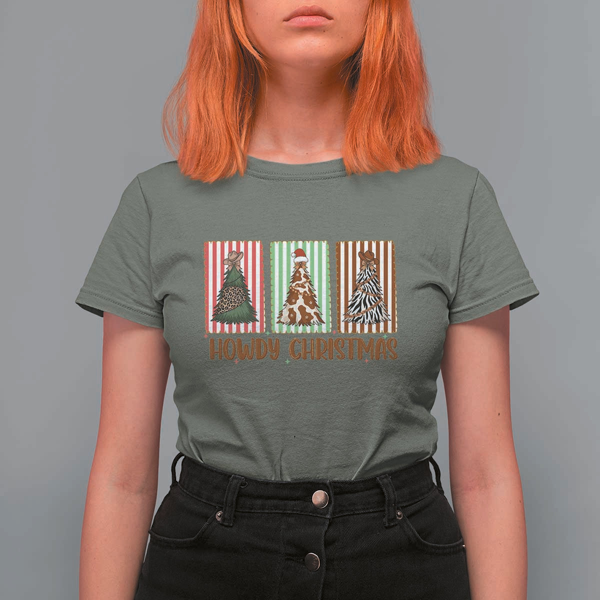 Howdy Christmas T Shirt For Women Funny Western Xmas Tree Rodeo Fan Gift - Wonder Print Shop
