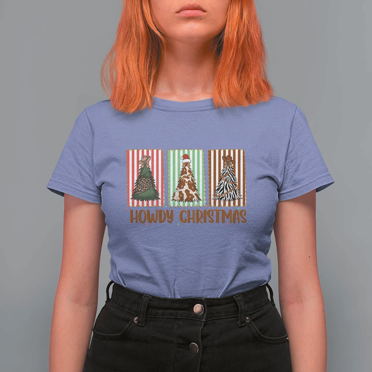 Howdy Christmas T Shirt For Women Funny Western Xmas Tree Rodeo Fan Gift - Wonder Print Shop