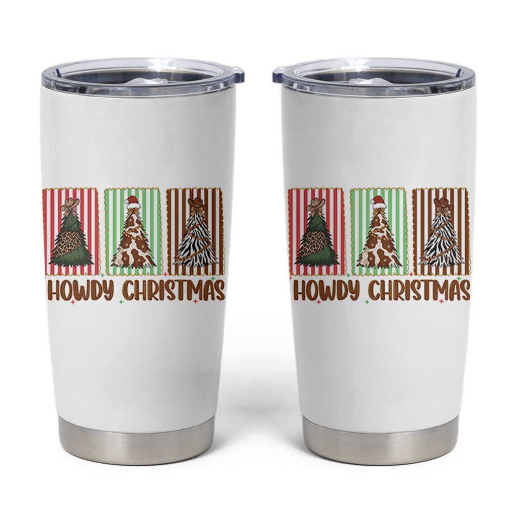 Howdy Christmas Tumbler Cup Funny Western Xmas Tree Rodeo Fan Gift - Wonder Print Shop