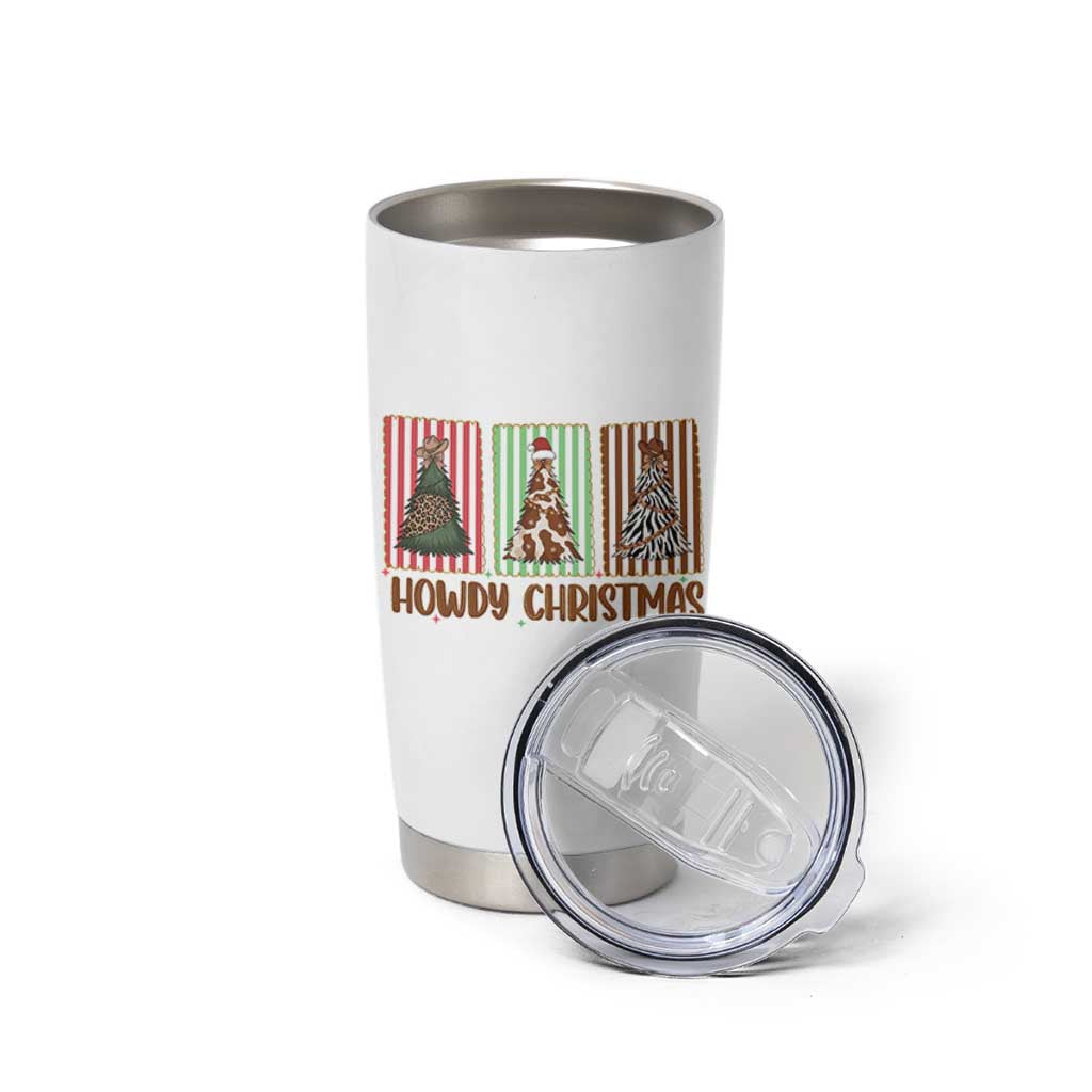 Howdy Christmas Tumbler Cup Funny Western Xmas Tree Rodeo Fan Gift - Wonder Print Shop