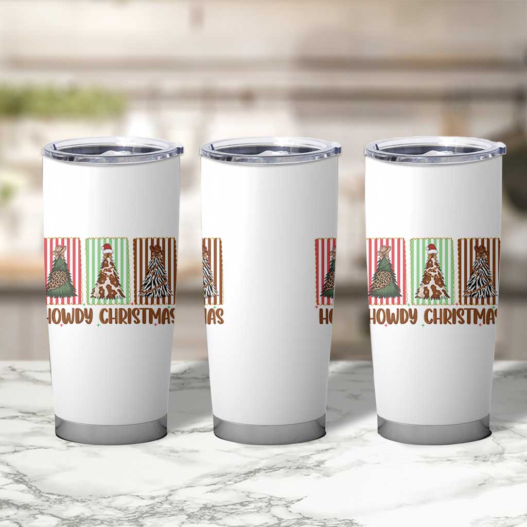 Howdy Christmas Tumbler Cup Funny Western Xmas Tree Rodeo Fan Gift - Wonder Print Shop
