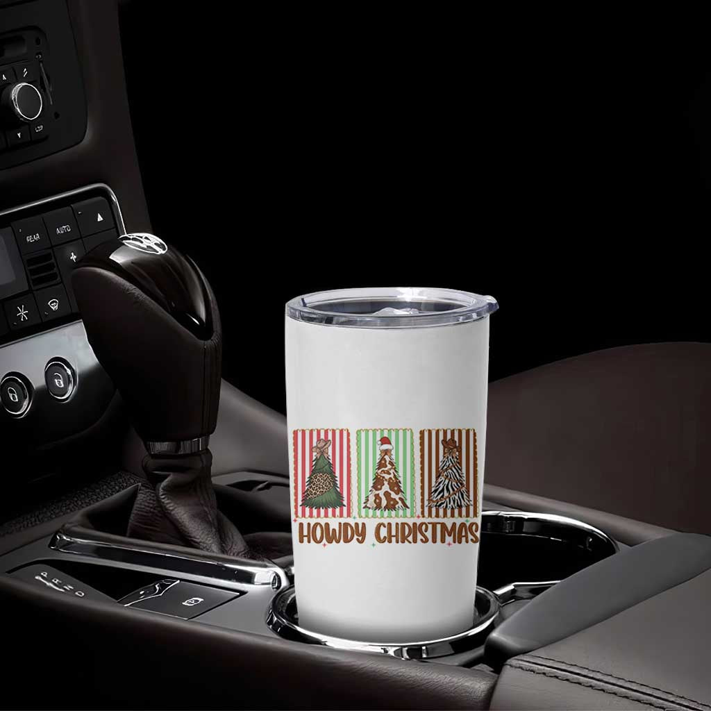 Howdy Christmas Tumbler Cup Funny Western Xmas Tree Rodeo Fan Gift - Wonder Print Shop