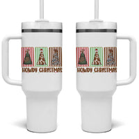 Howdy Christmas Tumbler With Handle Funny Western Xmas Tree Rodeo Fan Gift - Wonder Print Shop