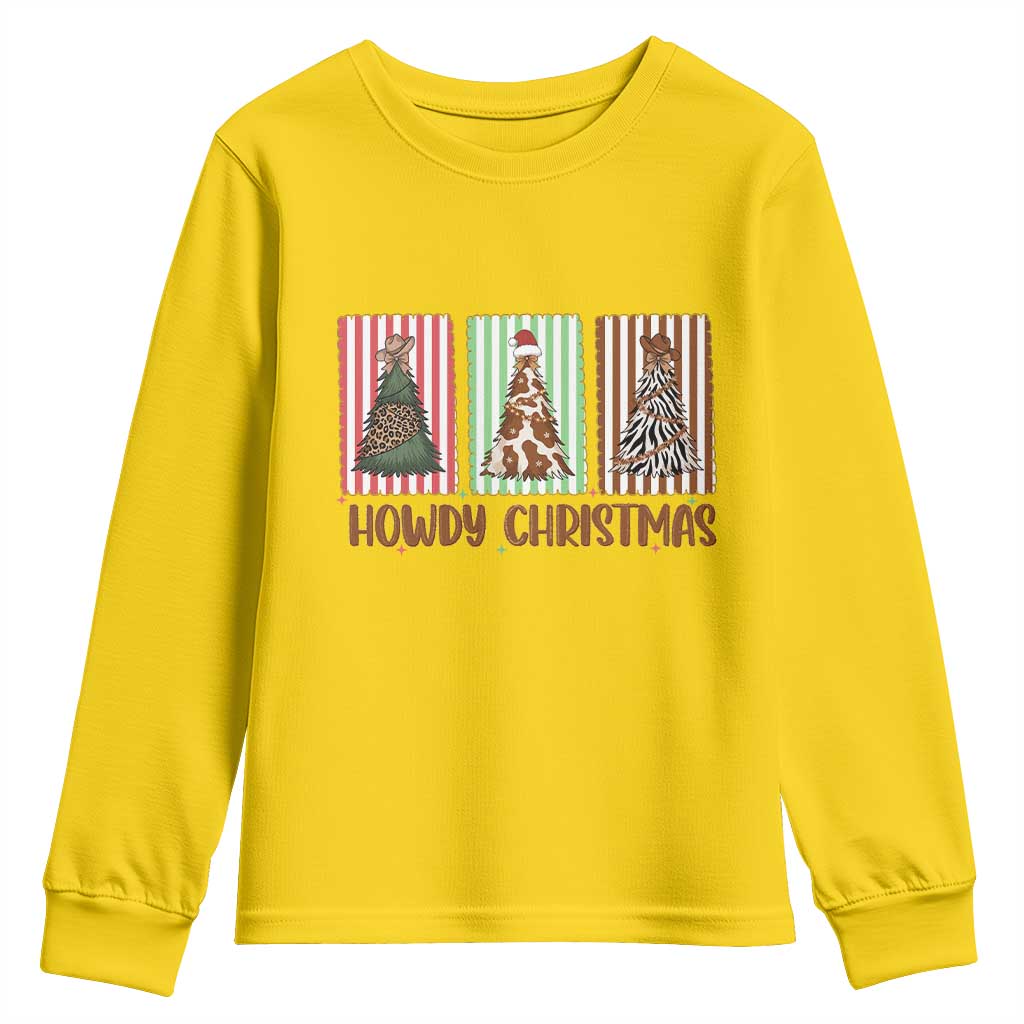 Howdy Christmas Youth Sweatshirt Funny Western Xmas Tree Rodeo Fan Gift - Wonder Print Shop