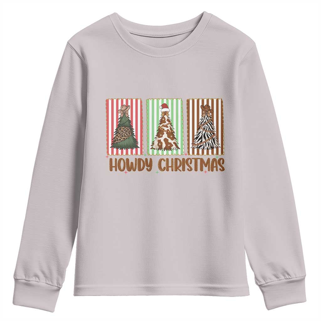 Howdy Christmas Youth Sweatshirt Funny Western Xmas Tree Rodeo Fan Gift - Wonder Print Shop