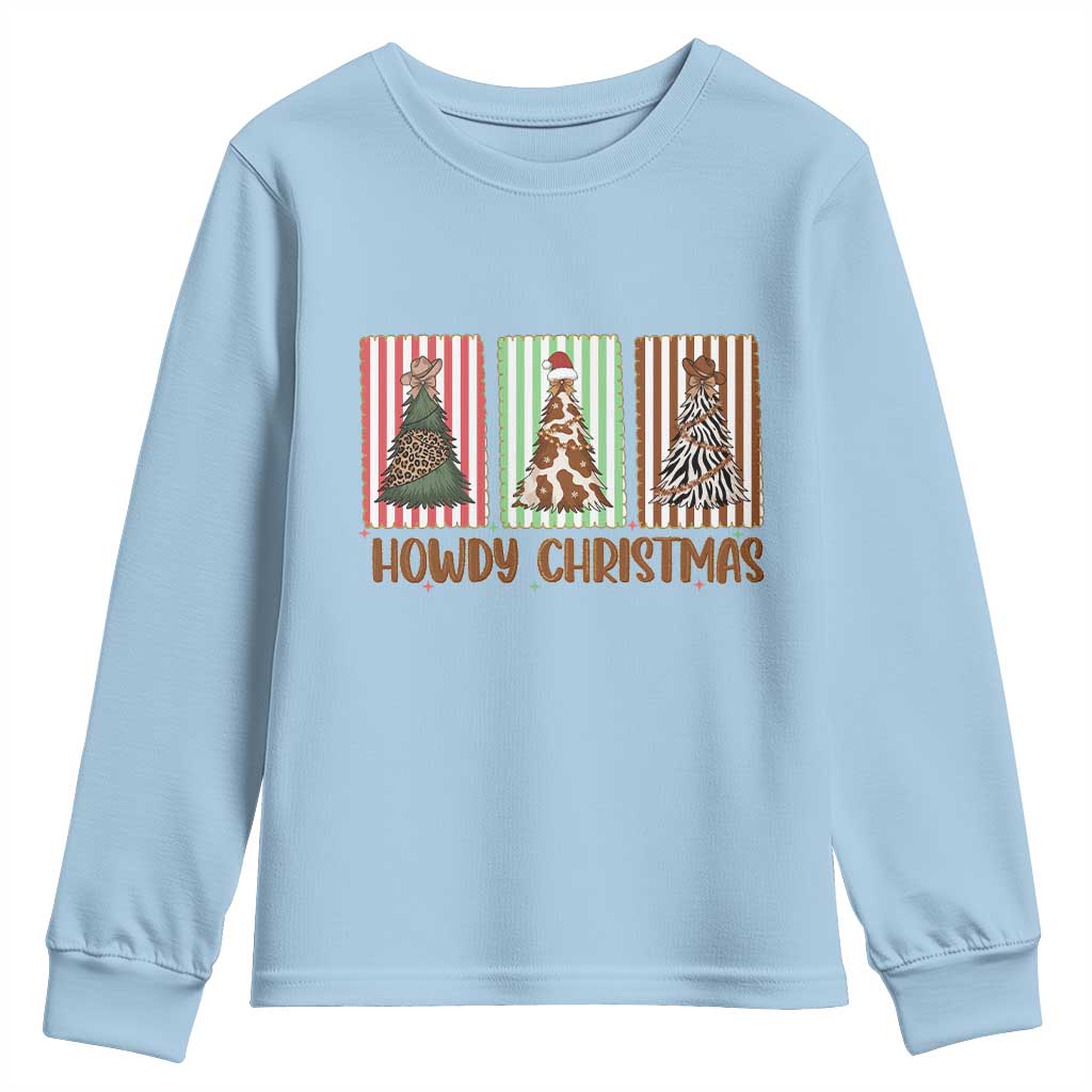 Howdy Christmas Youth Sweatshirt Funny Western Xmas Tree Rodeo Fan Gift - Wonder Print Shop