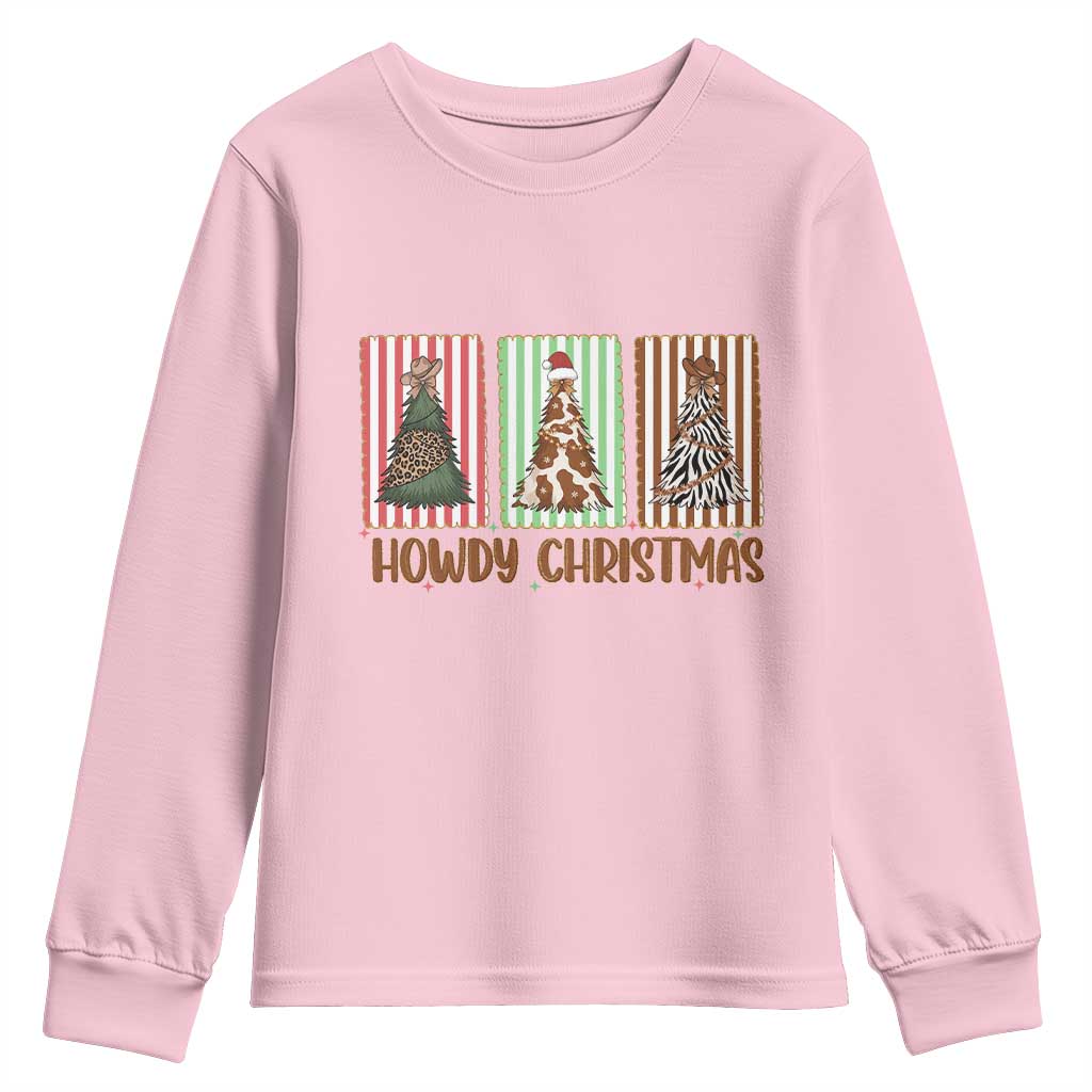 Howdy Christmas Youth Sweatshirt Funny Western Xmas Tree Rodeo Fan Gift - Wonder Print Shop