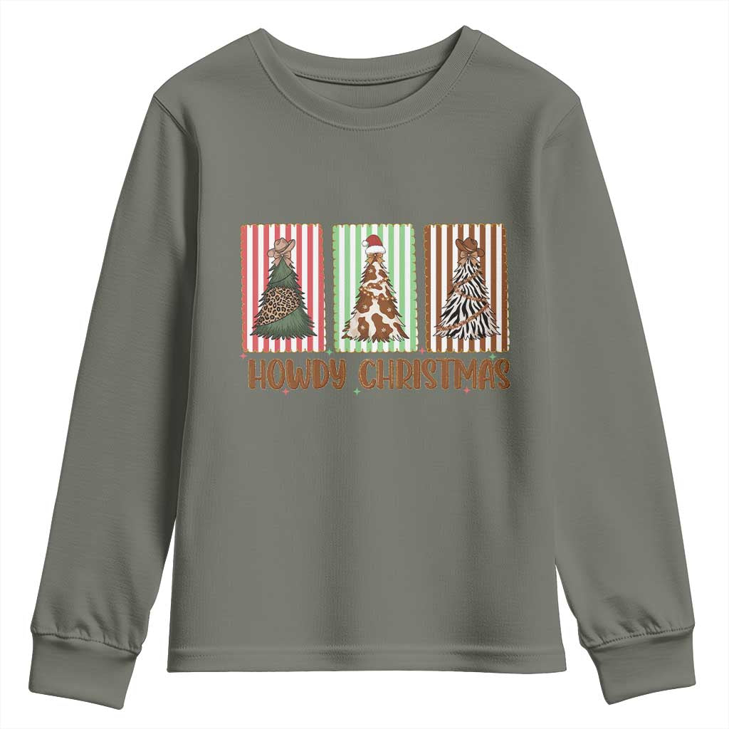 Howdy Christmas Youth Sweatshirt Funny Western Xmas Tree Rodeo Fan Gift - Wonder Print Shop