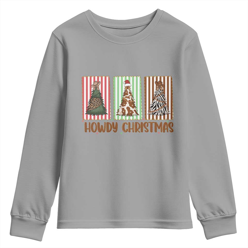Howdy Christmas Youth Sweatshirt Funny Western Xmas Tree Rodeo Fan Gift - Wonder Print Shop