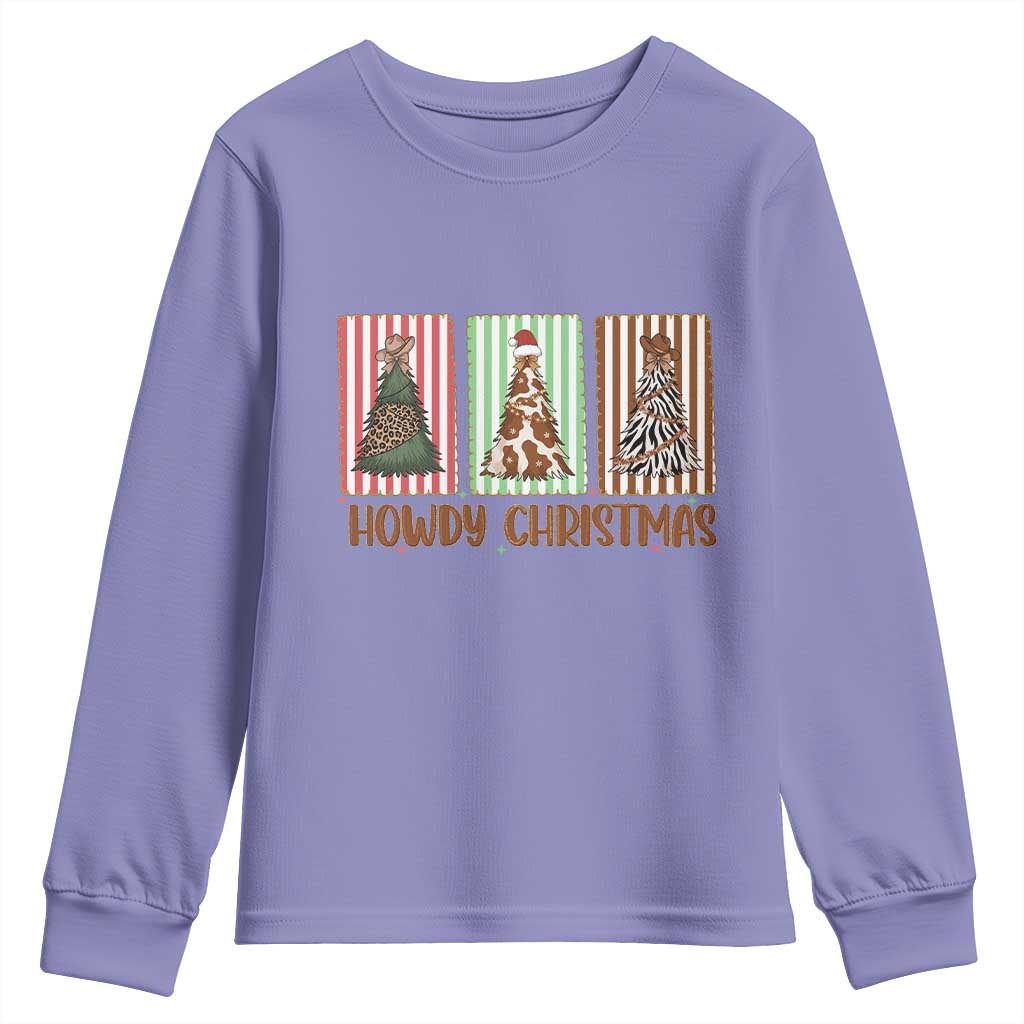 Howdy Christmas Youth Sweatshirt Funny Western Xmas Tree Rodeo Fan Gift - Wonder Print Shop