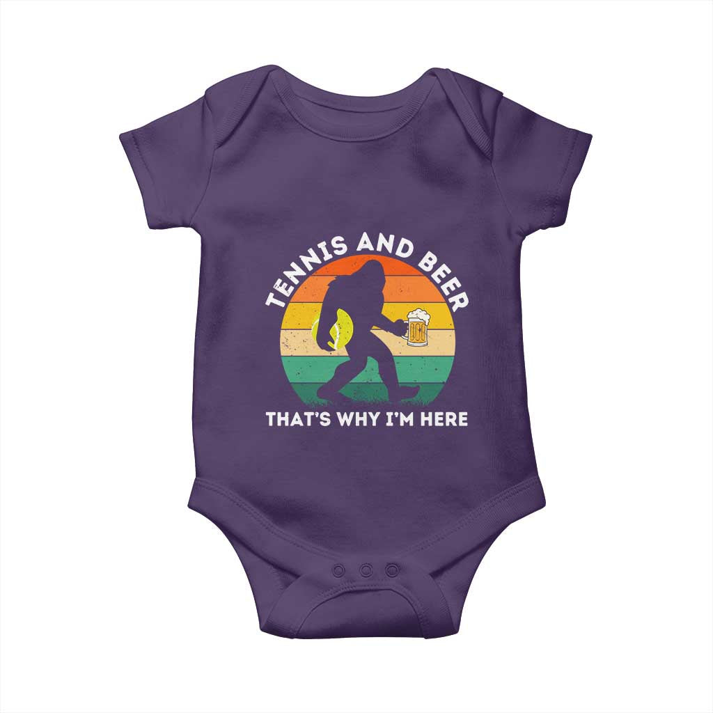 Funny Bigfoot Tennis Player Beer Lover Baby Onesie That Is Why I Am Here - Wonder Print Shop