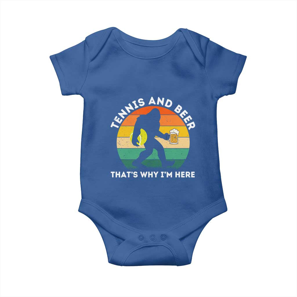 Funny Bigfoot Tennis Player Beer Lover Baby Onesie That Is Why I Am Here - Wonder Print Shop