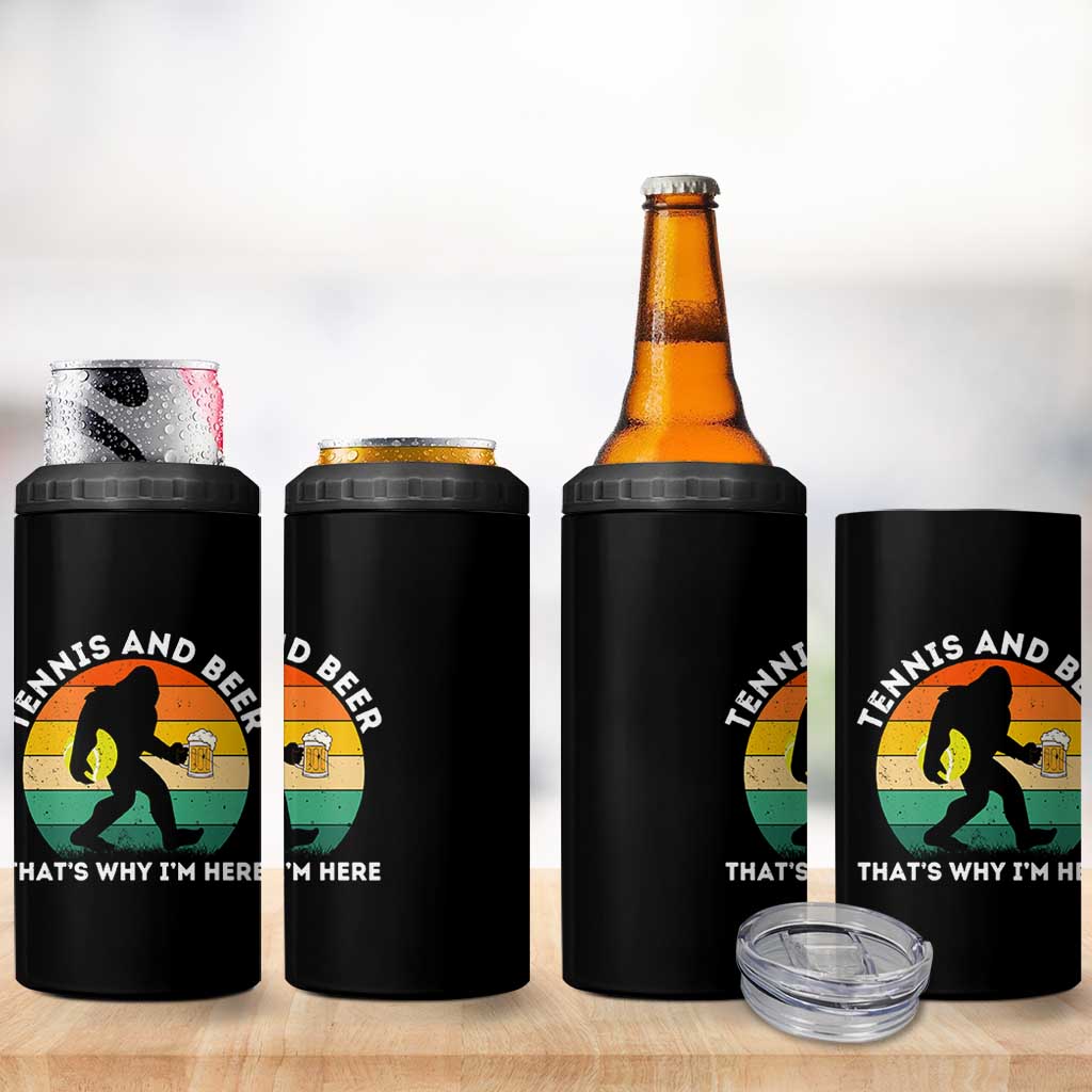 Funny Bigfoot Tennis Player Beer Lover 4 in 1 Can Cooler Tumbler That Is Why I Am Here - Wonder Print Shop