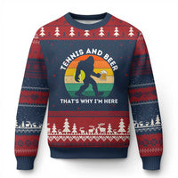 Funny Bigfoot Tennis Player Beer Lover Ugly Christmas Sweater That Is Why I Am Here - Wonder Print Shop