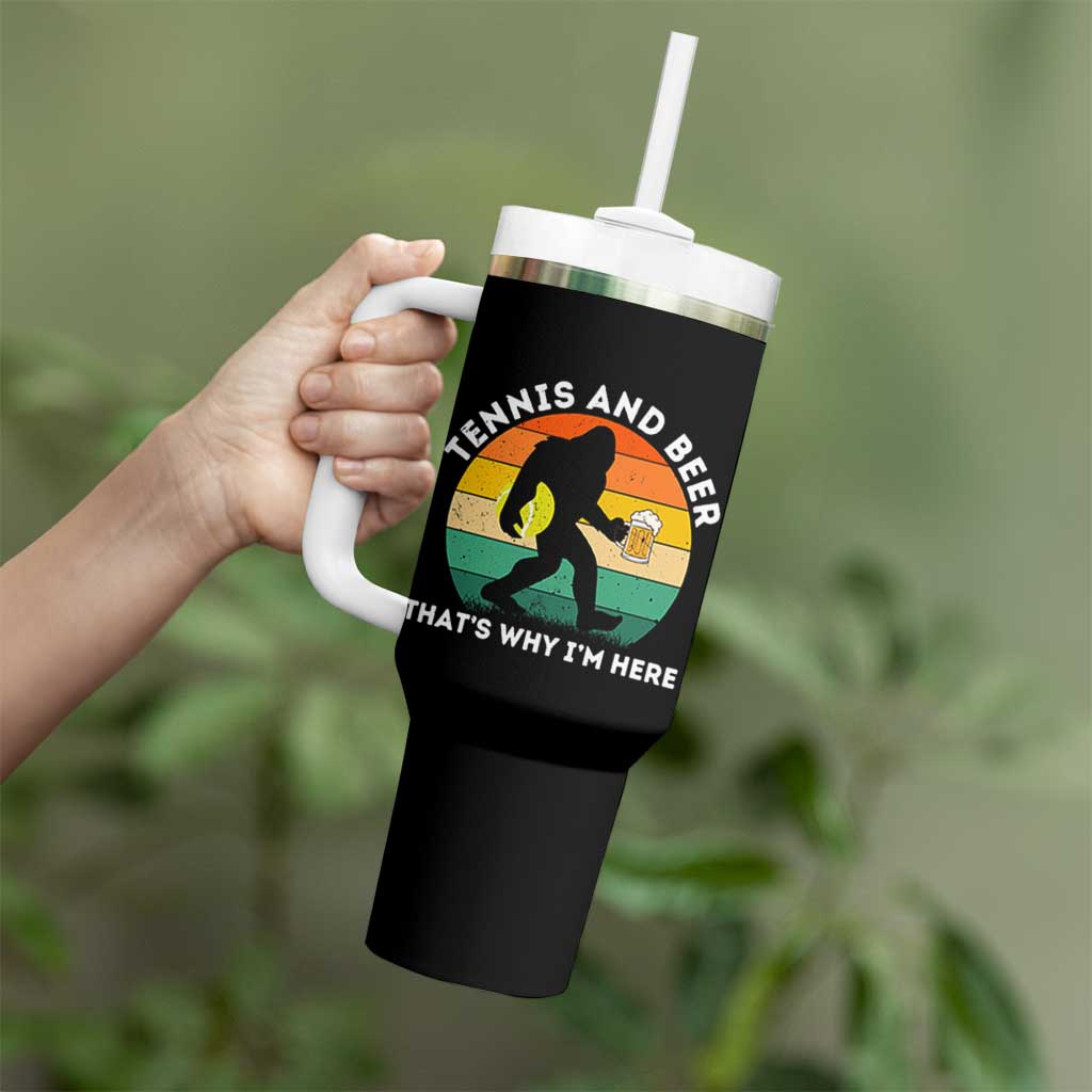 Funny Bigfoot Tennis Player Beer Lover Tumbler With Handle That Is Why I Am Here - Wonder Print Shop