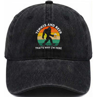 Funny Bigfoot Tennis Player Beer Lover Washed Cotton Baseball Cap That Is Why I Am Here