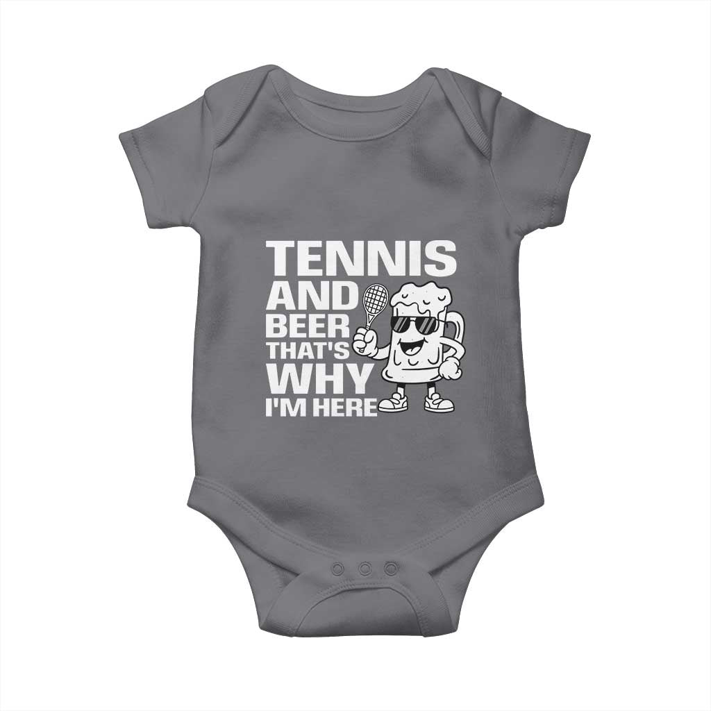 Funny Tennis And Beer That Is Why I Am Here Baby Onesie - Wonder Print Shop