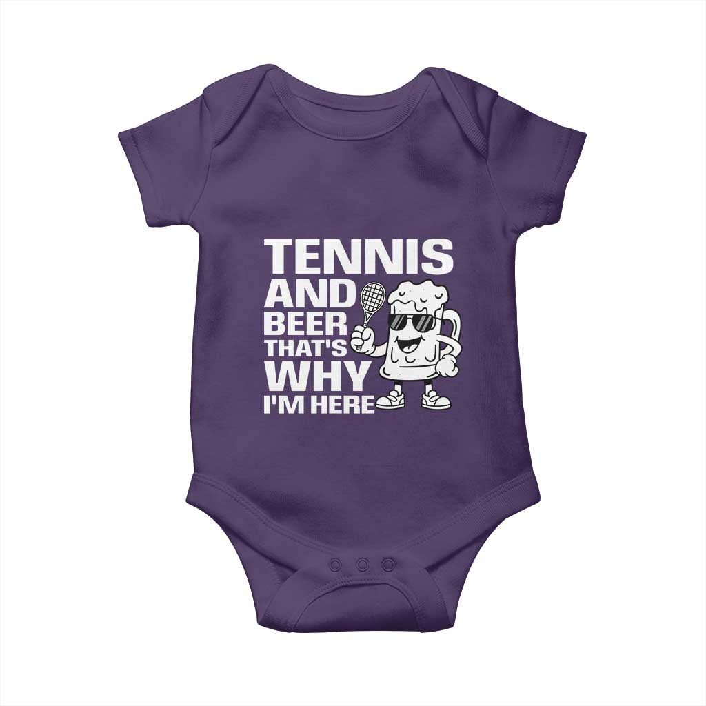 Funny Tennis And Beer That Is Why I Am Here Baby Onesie - Wonder Print Shop