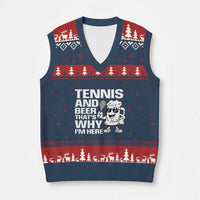 Funny Tennis And Beer That Is Why I Am Here V-Neck Knit Sweater Vest - Wonder Print Shop