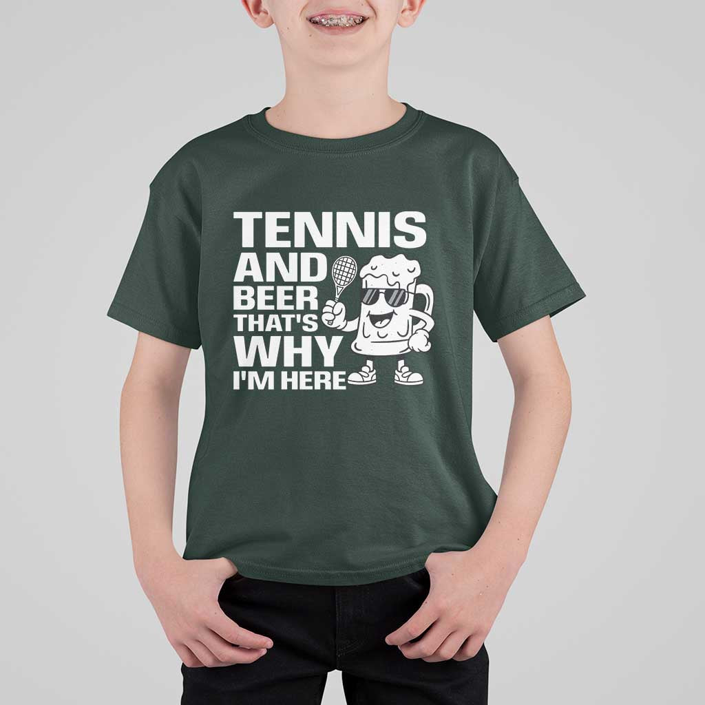Funny Tennis And Beer That Is Why I Am Here T Shirt For Kid - Wonder Print Shop
