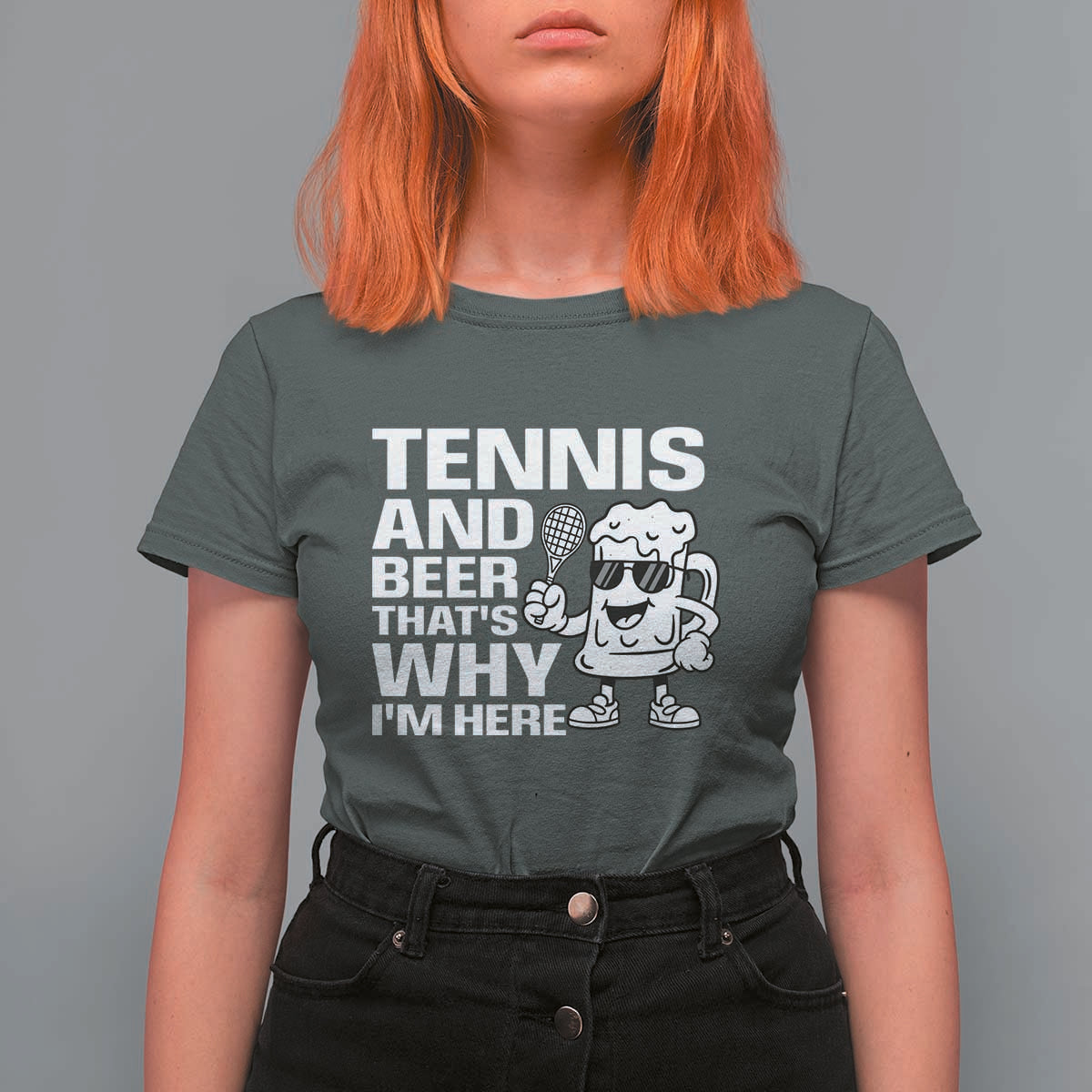 Funny Tennis And Beer That Is Why I Am Here T Shirt For Women - Wonder Print Shop