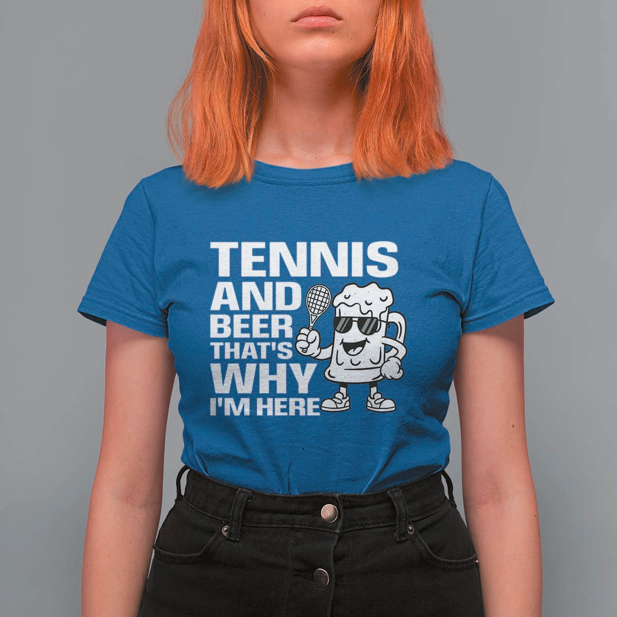 Funny Tennis And Beer That Is Why I Am Here T Shirt For Women - Wonder Print Shop