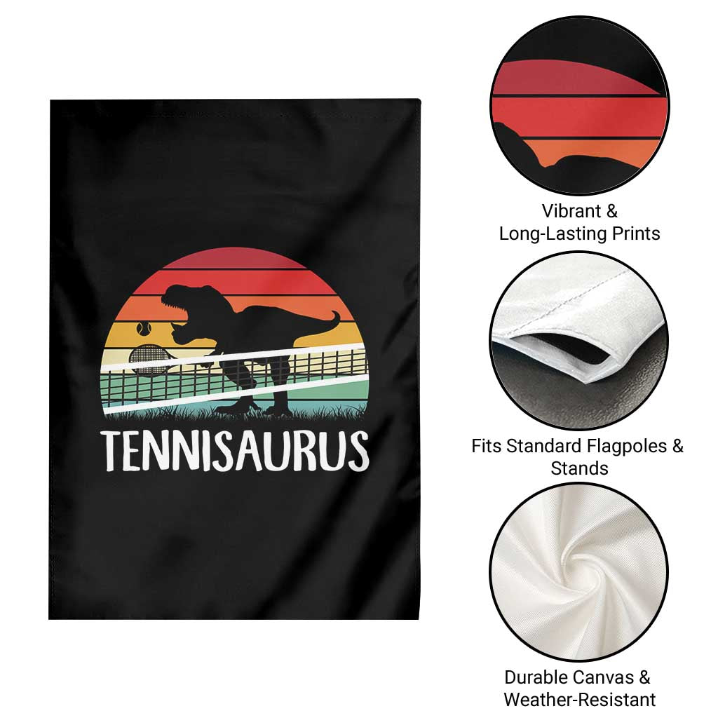 Funny Dinosaur Tennis Player Gift Garden Flag Tennisaurus - Wonder Print Shop