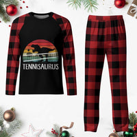 Funny Dinosaur Tennis Player Gift Plaid Pajama Set Tennisaurus - Wonder Print Shop