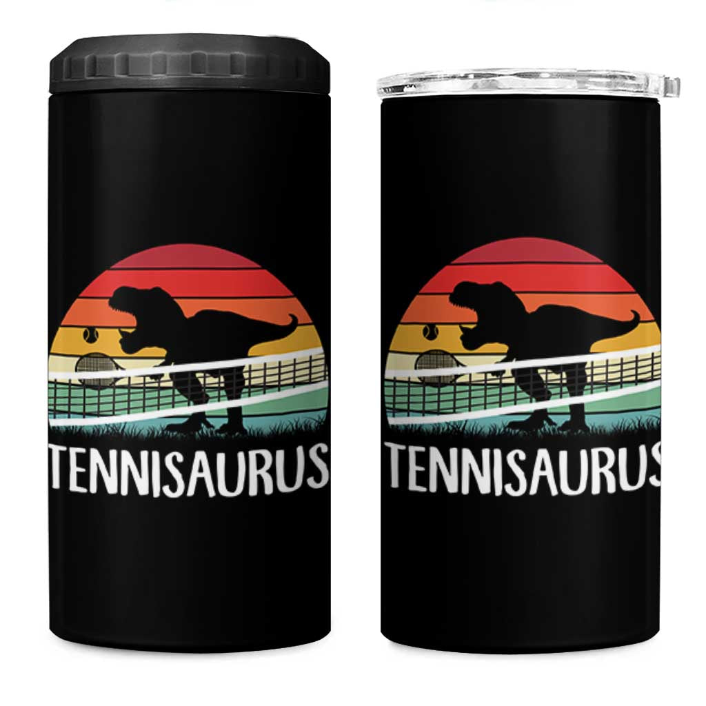 Funny Dinosaur Tennis Player Gift 4 in 1 Can Cooler Tumbler Tennisaurus - Wonder Print Shop