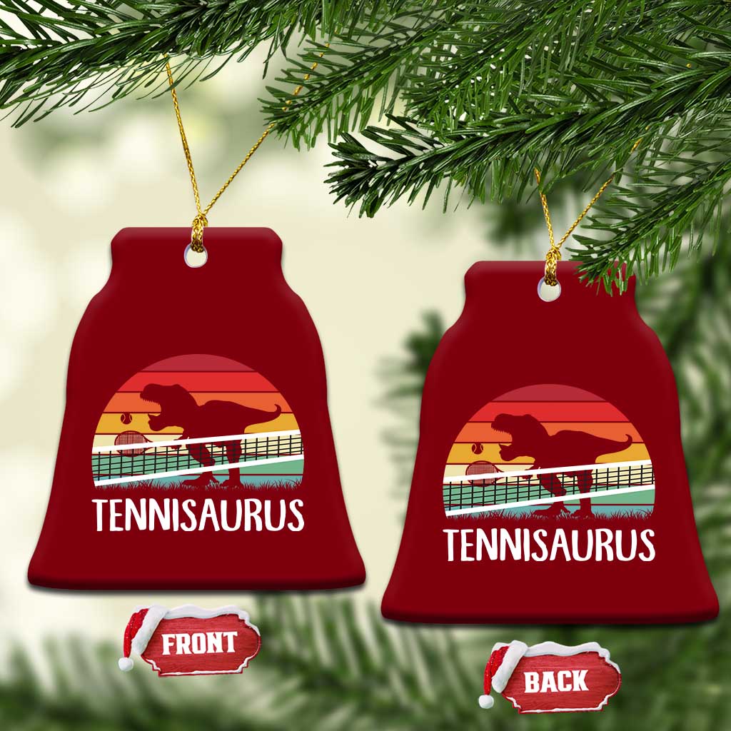 Funny Dinosaur Tennis Player Gift Ceramic Ornament Tennisaurus - Wonder Print Shop