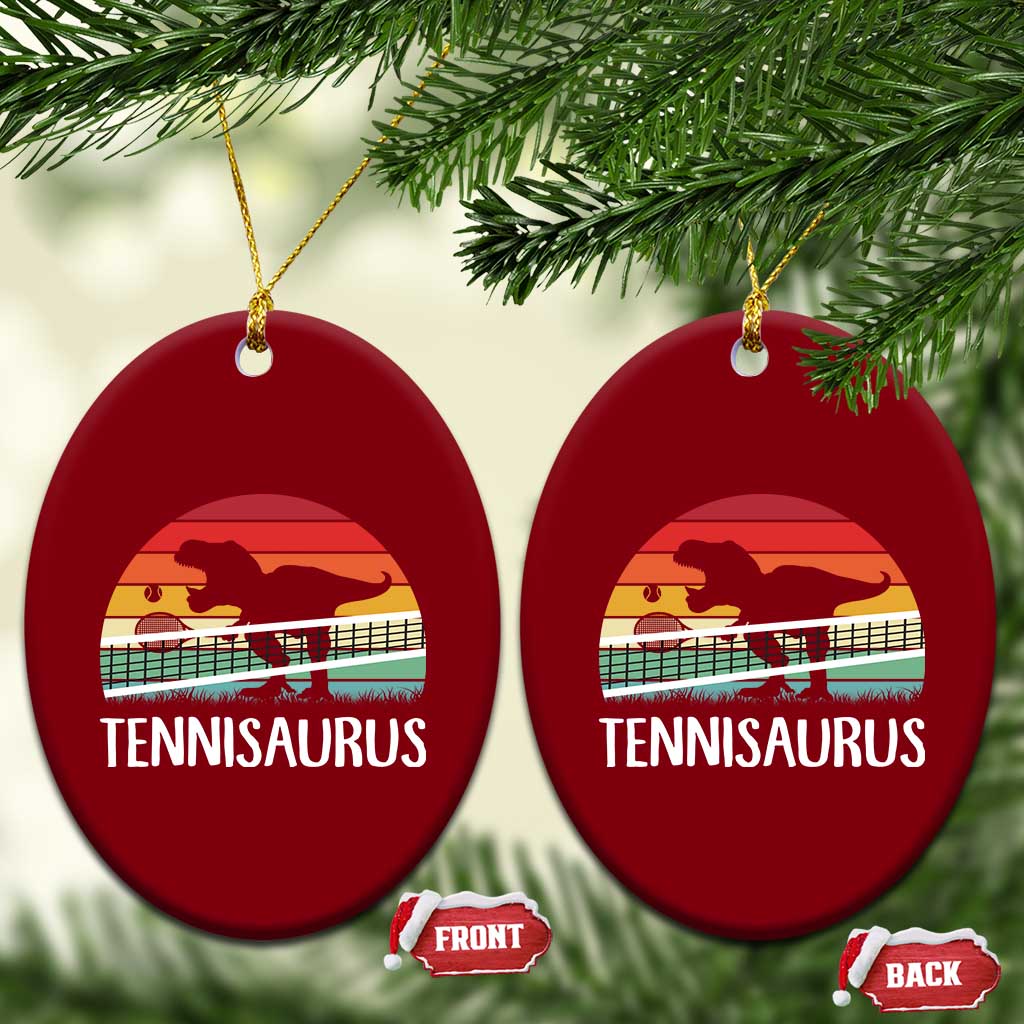 Funny Dinosaur Tennis Player Gift Ceramic Ornament Tennisaurus - Wonder Print Shop